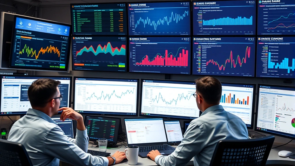 Busy marketing operations center with professionals analyzing attribution models and customer touchpoint data across multiple screens, displaying real-time analytics and conversion tracking metrics
