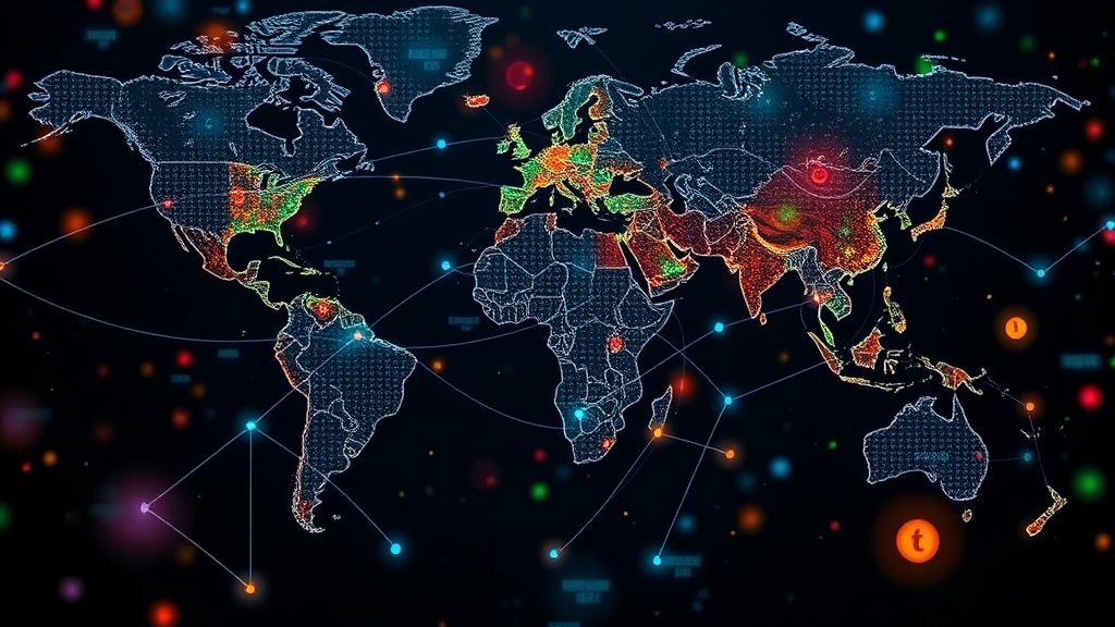 Global financial network visualization showing currency exchange flows between major economies, abstract digital representation of international trade and forex market connectivity