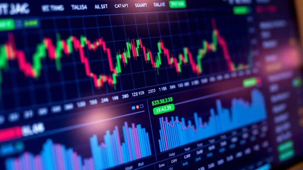 Close-up of financial dashboard displaying real-time stock market data, candlestick charts, and portfolio performance metrics on digital platform interface