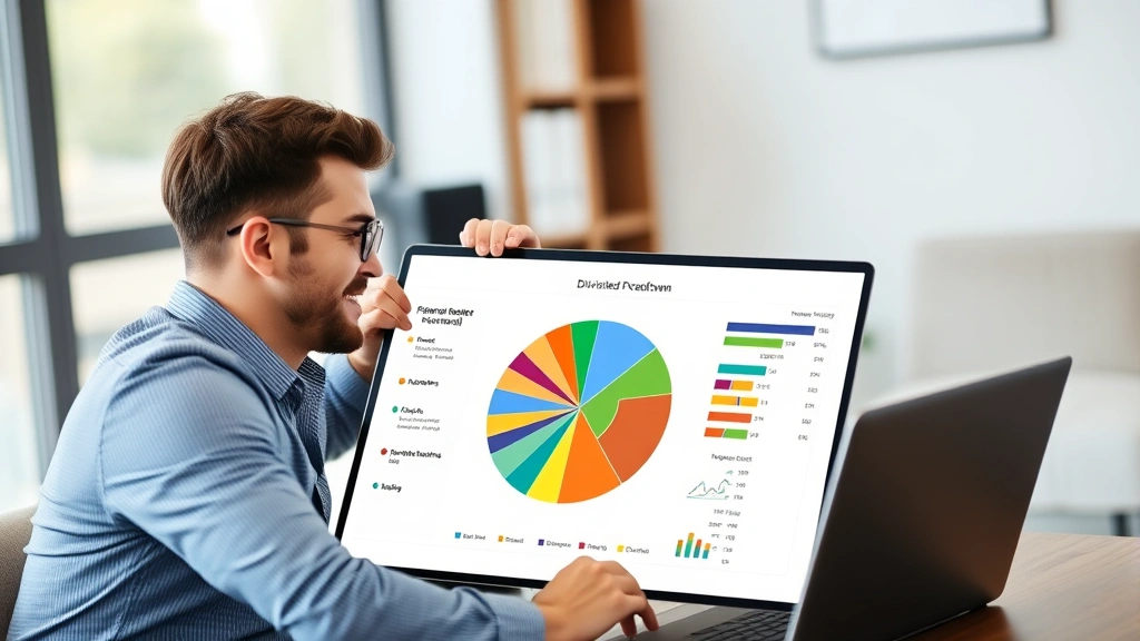 Financial advisor working with client reviewing diversified investment portfolio breakdown showing stocks, bonds, real estate, and alternatives in pie chart format, laptop screen visible, professional office environment, trust and confidence evident