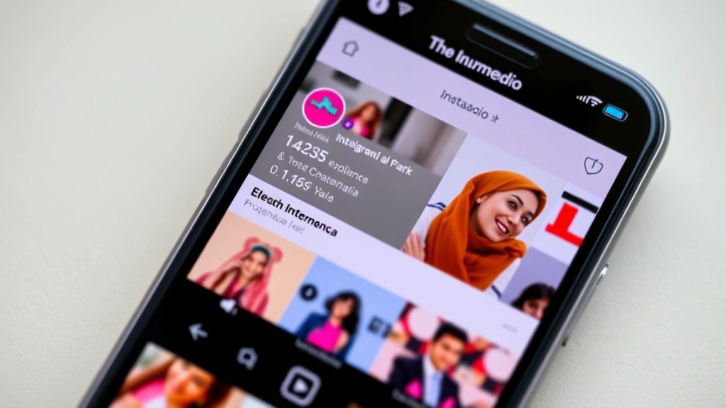 Mobile phone displaying Spanish-language social media content with high engagement metrics, Instagram and TikTok interface, vibrant cultural imagery, close-up product view