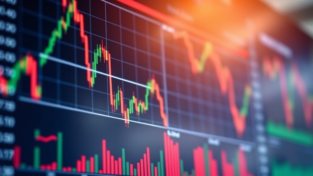 Close-up of financial dashboard displaying downward trending stock charts, economic data metrics, and market analysis tools with professional business aesthetic